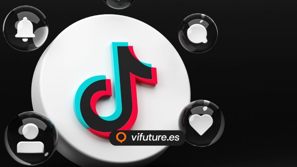 Logo de TikTok rodeado de iconos para redes sociales gestor
