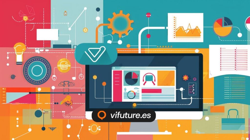 Monitor con gráficos y datos para diseño y desarrollo web