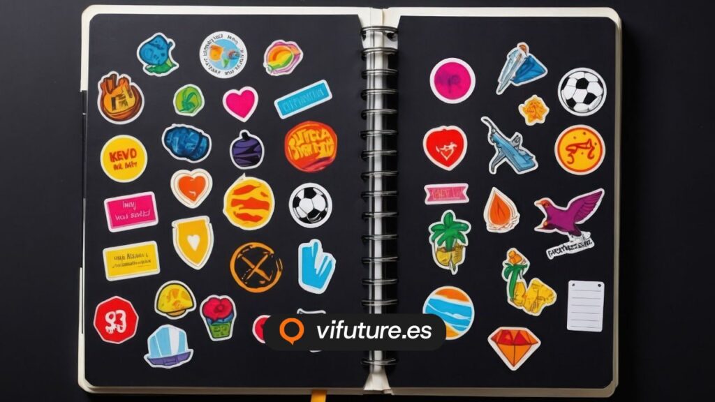 Cuaderno con pegatinas de colores para agencias de social media