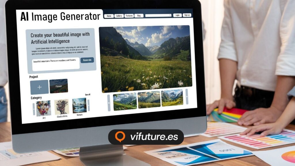 Ordenador con generador de imágenes para agencia diseño web