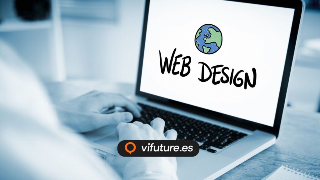 Persona tecleando texto web design para agencia de diseño