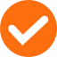 Vector de verificación naranja de nuestro equipo de desarrollador web