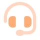Vector de auriculares beige y naranja para soporte de servicios seo locales
