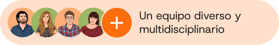 Avatares de equipo con signo más de agencia de marketing digital