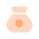 Vector de Bolsa de dinero beige con círculo naranja para posicionamiento orgánico económico
