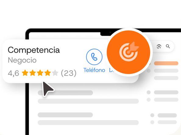 Ficha de negocio con diana naranja para posicionamiento en buscadores seo