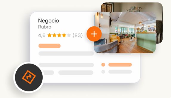 Ficha de negocio con restaurante para posicionamiento google local e icono de dirección