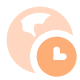 Vector de globo terráqueo beige y reloj naranja para diseño web tienda online