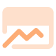 Vector de gráfica ascendente en recuadro naranja para gestión redes sociales
