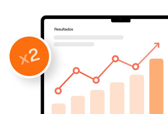 Gráfico de resultados x2 de una agencia facebook ads en pantalla