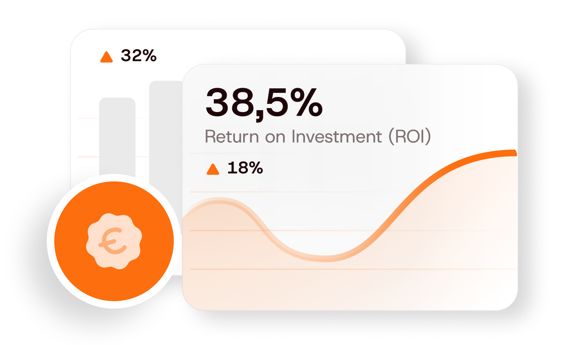 Gráfico de retorno de inversión del 38,5% de consultora de marketing digital