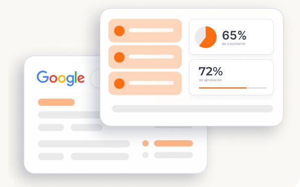 Vector de gráficos estadísticos y logo de Google sobre diseño tienda online
