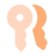 Vector de llave beige y silueta naranja de agencia de diseño web