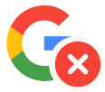 Logotipo de Google con cruz roja diseñado por agencia google adwords