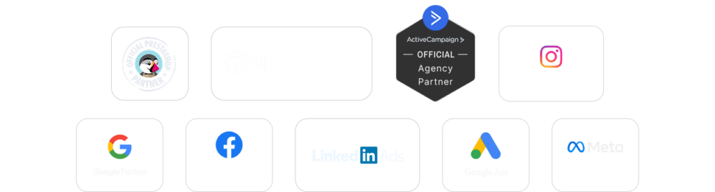 Iconos y logotipos de socios de nuestra consultora de marketing digital