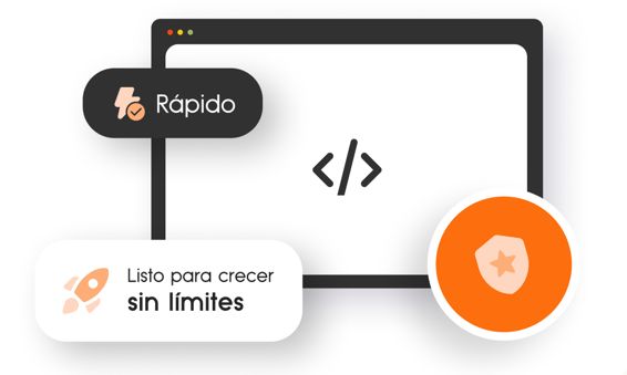Vector Pantalla con código y rapidez de nuestra agencia de marketing digital