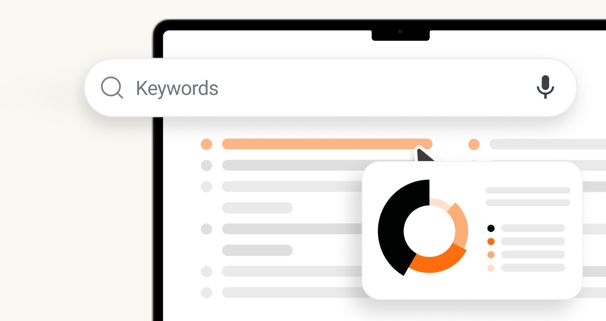 Pantalla con buscador de keywords y gráfico analizado por agencia ppc