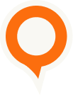 Logotipo pin naranja de servicios de marketing digital en fondo blanco