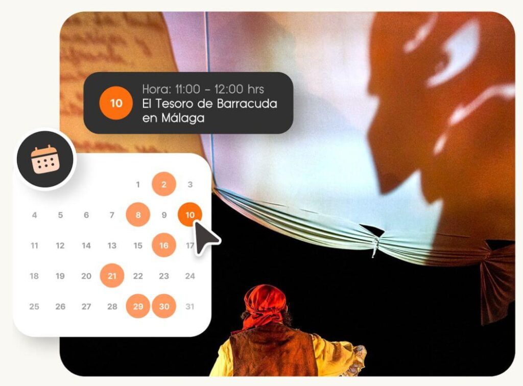 Calendario de reservas sobre teatro de sombras para proyecto de agencia seo