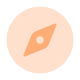 Vector circular naranja difuminado con brújula de agencia de marketing digital